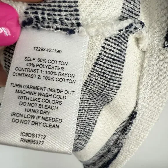 Sanctuary Short Sleeve Top Size Small Blue White Nautical Stripe split back - Picture 6 of 8